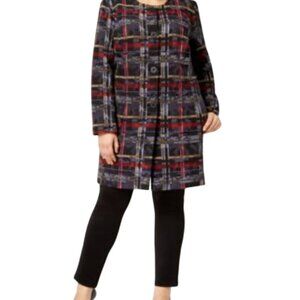 Nine West Womens Plaid Button-Up Crepe Toper Jackets Size 12 Lined /Multicolored